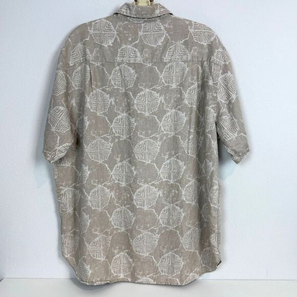 Axist Wave Washed Batik Linen Shirt Tan XL - Picture 4 of 7